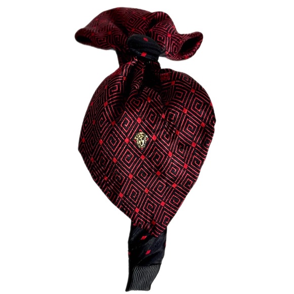CUSTOM, ONE-OF-A-KIND VERSACE SILK TIE HEADBAND W/ BOW - Picture 1 of 10